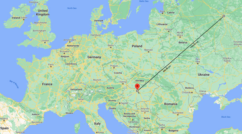 Distância entre Budapeste e Moscow
